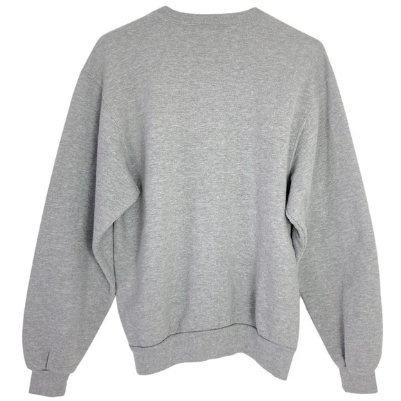 Vintage 90s Handmade Cross Stitch Nerdy Crewneck Pullover Sweatshirt Medium Gray - Picture 2 of 13